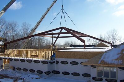 2/21/07 - Main Building
The supports for the Main Dining Room roof - being raised.
