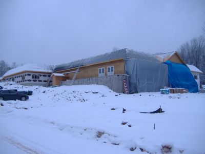2/22/07 - Main Building
Standing at the main entrance looking towards the Main Building.
Behind the tarp is where they are doing the brickwork.
