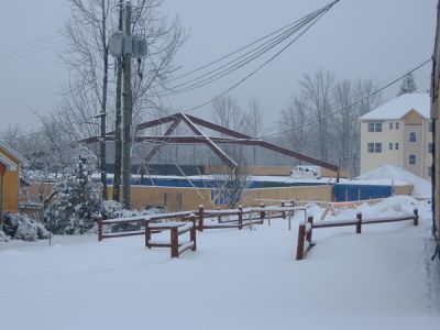 2/22/07 - Main Building
Standing in front of the Masmidim Bais Medrash, looking towards the Main Building.

