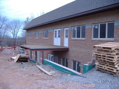 5/1/07 - Main Building
Looking towards the Mechina and Masmidim Dining Room (Upper Level). The entrance to the Mechina Bais Medrash, Game Room, and Rabbi Belsky's Shiur room, are on the Lower Level.
